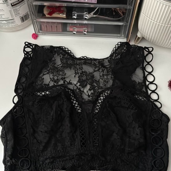 Lace Sheer Cropped Bralette BUNDLE OF 2! Black and ivory - Picture 6 of 6